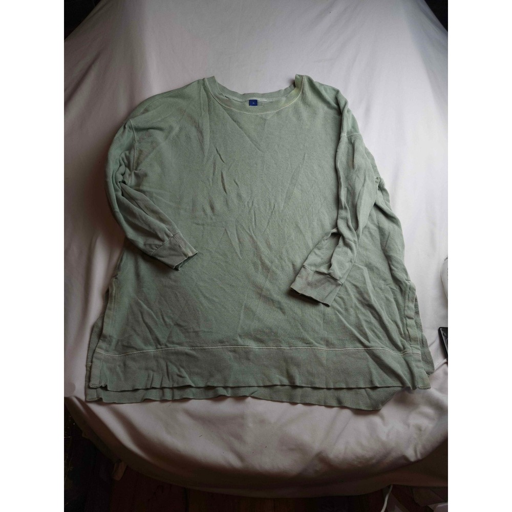 Old Navy Womens XL Sage Green Long Sleeve Crewneck Sweatshirt Side Slit Pullover